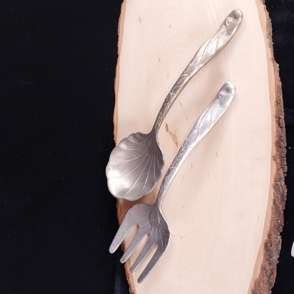 Vintage Aluminum Bunny Themed Salad Serving Fork Spoon